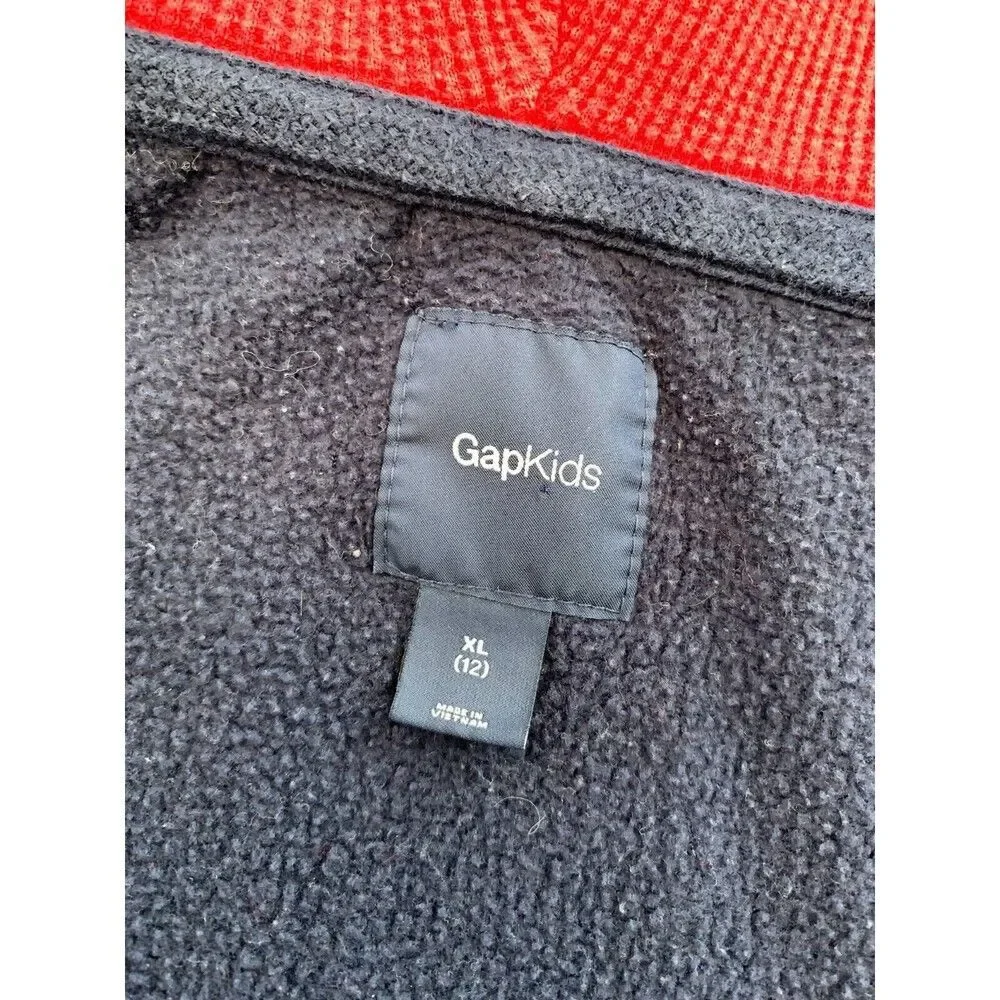 Vintage Gap Kids Fleece Hoodie Size XL Full Zip Classic Spell Out Long Sleeve